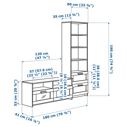 BRIMNES, TV storage combination, 391.843.43