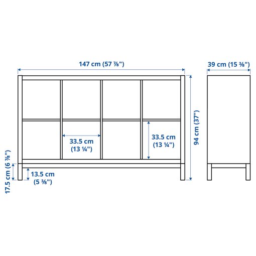 KALLAX, shelving unit with underframe, 147x94 cm, 394.426.86