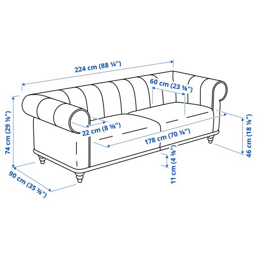 VISKAFORS, 3-seat sofa, 394.433.27