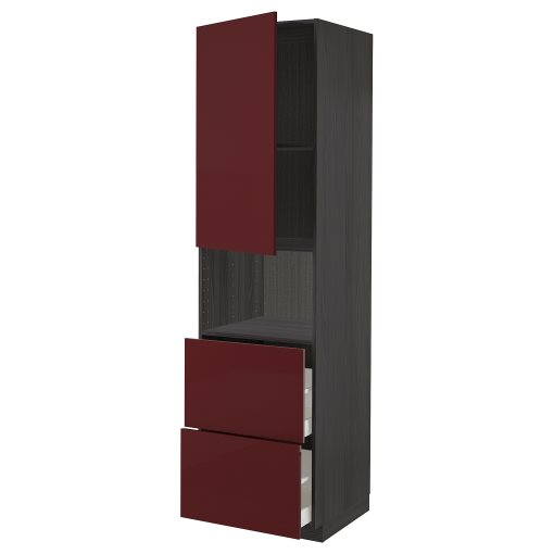 METOD/MAXIMERA, ψηλό ντουλάπι για φούρνο μικρoκυμάτων με πόρτα/2 συρτάρια, 60x60x220 cm, 394.526.37