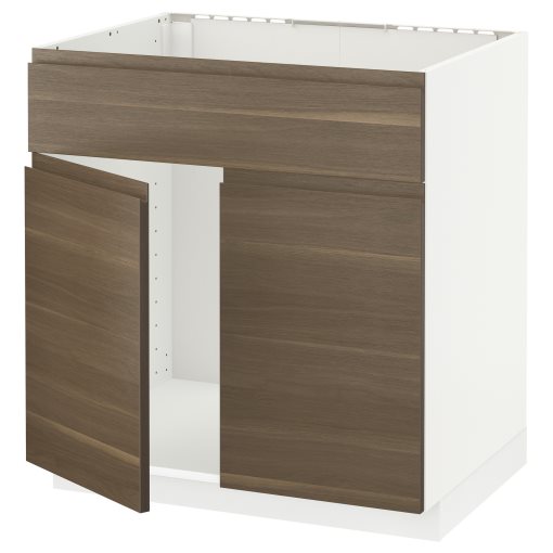 METOD, base cabinet for sink with 2 doors/front, 80x60 cm, 394.537.12