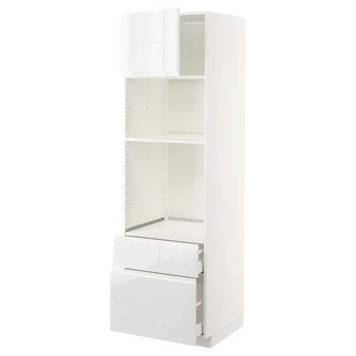 METOD, high cabinet for oven/microwave with door/2 drawers, 60x60x200 cm, 394.572.20