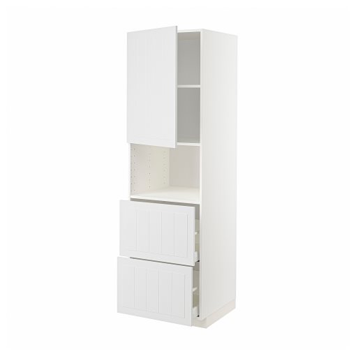 METOD, high cabinet for microwave with door/2 drawers, 60x60x200 cm, 394.650.41