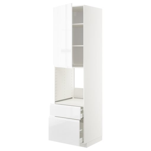 METOD, high cabinet for oven with door/2 drawers, 60x60x220 cm, 394.673.80