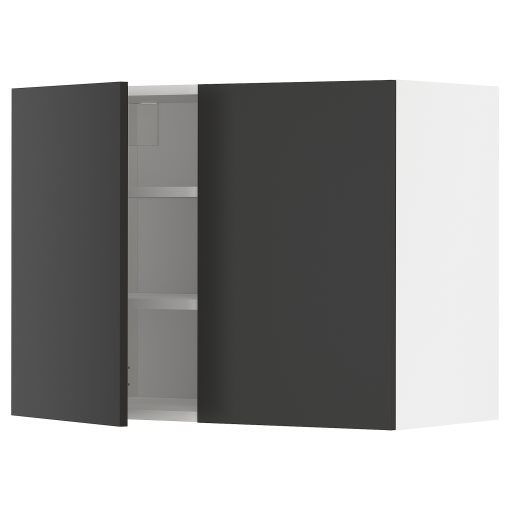 METOD, wall cabinet with shelves/2 doors, 80x60 cm, 394.981.07