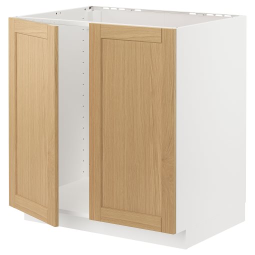 METOD, base cabinet for sink/2 doors, 80x60 cm, 395.091.01