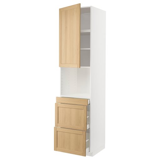 METOD, high cabinet for microwave combi with door/3 drawers, 60x60x240 cm, 395.095.68