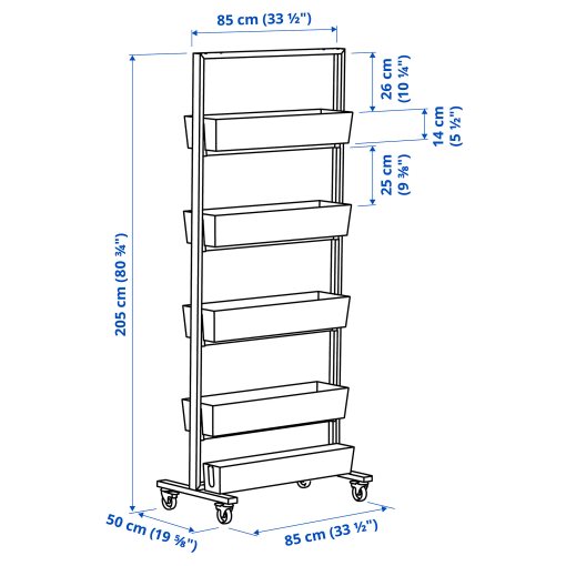 MITTZON, frame with castors/cable box, 85x205 cm, 395.146.78