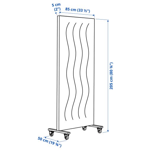 MITTZON, frame with castors/acoustic screen, 85x205 cm, 395.146.83