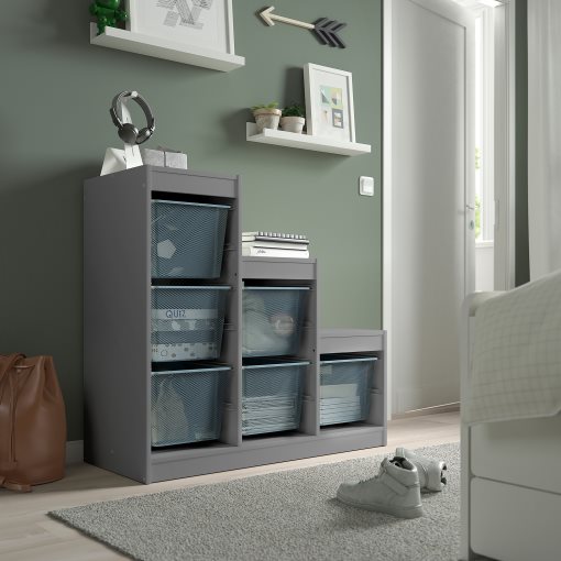 TROFAST, σύνθεση αποθήκευσης με κουτιά, 99x44x94 cm, 395.268.41