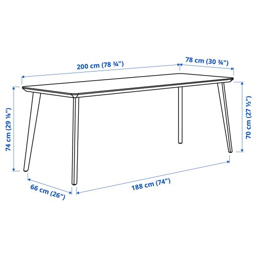 LISABO/KRYLBO, τραπέζι και 6 καρέκλες, 200 cm, 395.363.26