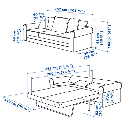 GRÖNLID, 3-seat sofa-bed, 395.365.43