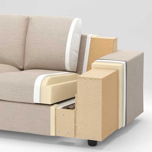 VIMLE, γωνιακός καναπές-κρεβάτι με πλατιά μπράτσα, 5 θέσεων με σεζλόνγκ, 395.370.19