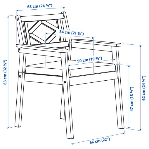 BONDHOLMEN, table/4 chairs with armrests, outdoor, 395.498.47