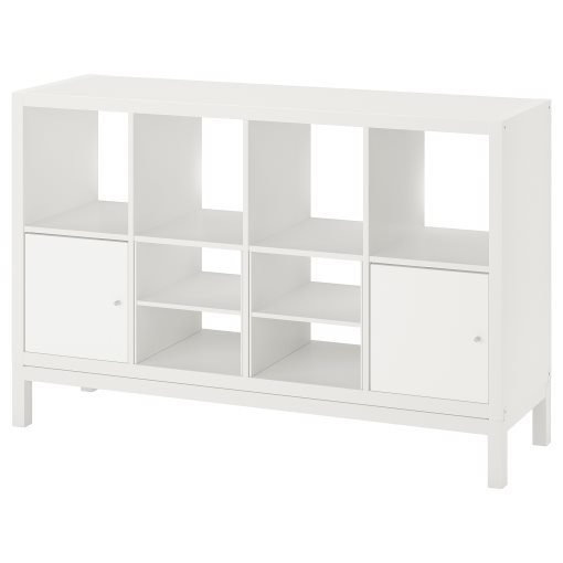 KALLAX, shelving unit with underframe with 2 doors/2 shelf inserts, 147x94 cm, 395.529.10