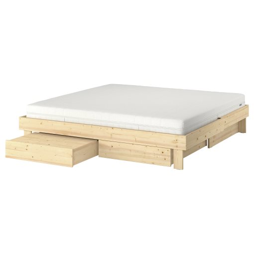 GLAMBERGET, bed frame with storage and mattress, 160x200 cm, 395.684.97