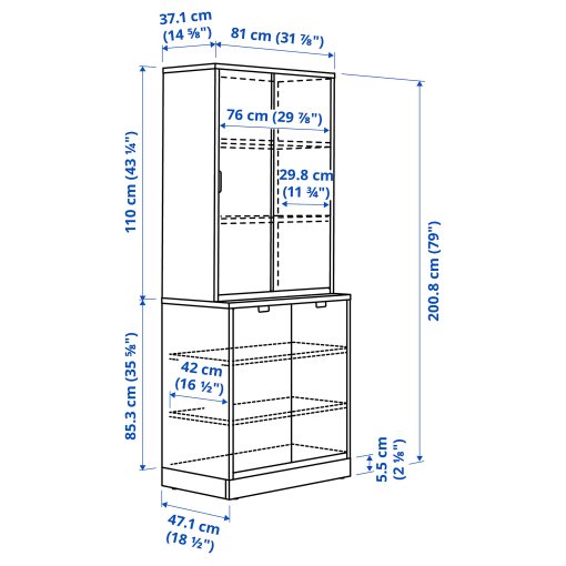 TONSTAD, storage combination with sliding doors, 81x47x201 cm, 395.717.63