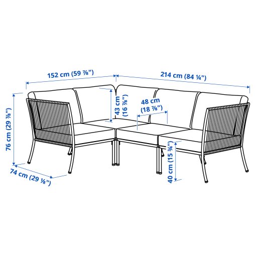 corner sofa 3-seat, outdoor, 395.856.80