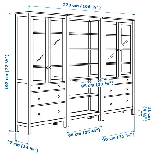 HEMNES, storage combination w doors/drawers, 270x197 cm, 395.910.68