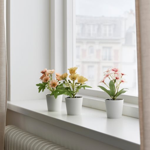 FEJKA, τεχνητό φυτό με κασπό/εσωτερικού/εξωτερικού χώρου συνδυασμός λουλουδιών, σετ 3 τεμ. 6 cm, 405.357.31