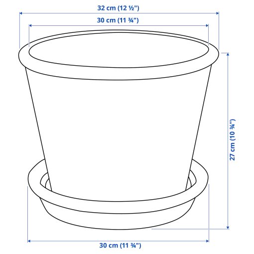 MUSKOTBLOMMA, plant pot with saucer/in/outdoor, 24 cm, 405.607.25