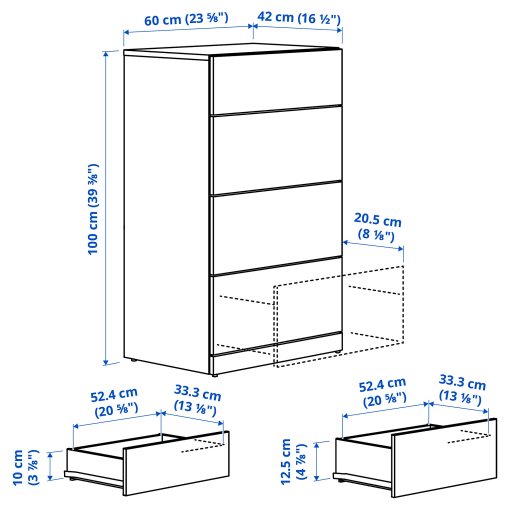 συρταριέρα με 4 συρτάρια, 60x42x100 cm, 405.993.51