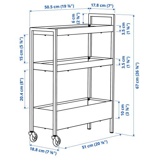 NISSAFORS, trolley, 50.5x19x67 cm, 406.029.85