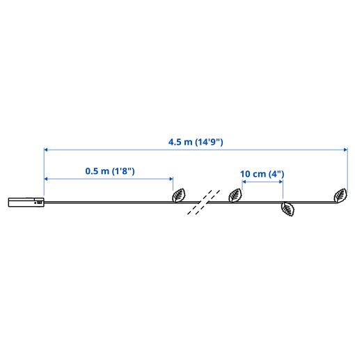 STRÅLA, γιρλάντα με ενσωματωμένο φωτισμό LED/40 λαμπτήρες/λειτουργία με μπαταρία, φύλλο, 406.061.77