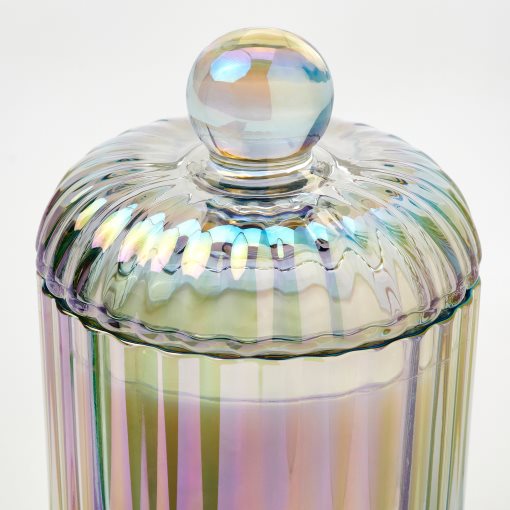 RÄFFELBJÖRK, scented candle in glass with lid/2 wicks/Rose & carnation,, 406.181.80