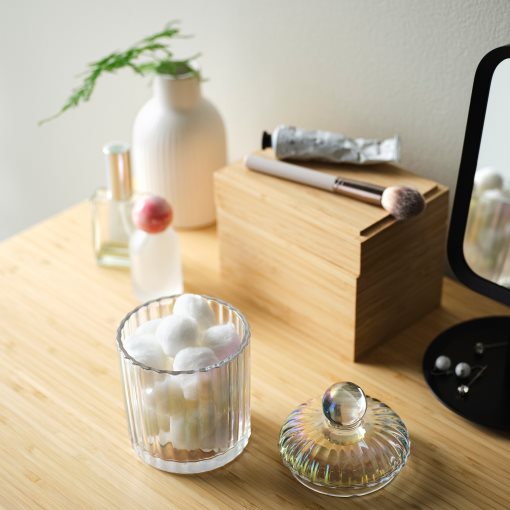 RÄFFELBJÖRK, scented candle in glass with lid/2 wicks/Rose & carnation,, 406.181.80