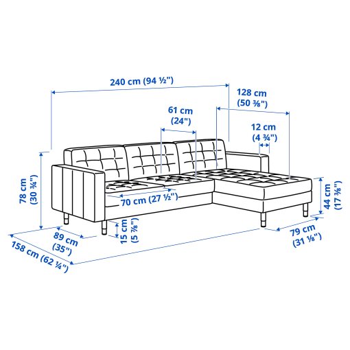 LANDSKRONA, 3-seat sofa with chaise longue, 490.318.73