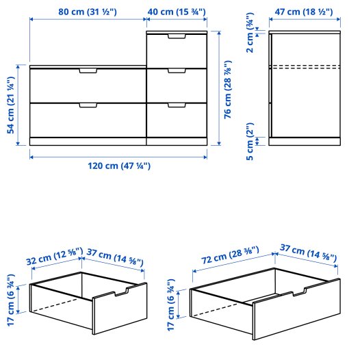 NORDLI, συρταριέρα με 5 συρτάρια, 120X76 cm, 492.480.33