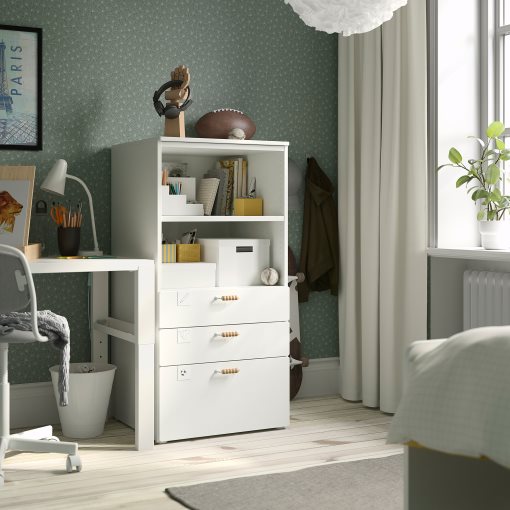 SMASTAD/PLATSA, bookcase with 3 drawers, 493.878.06