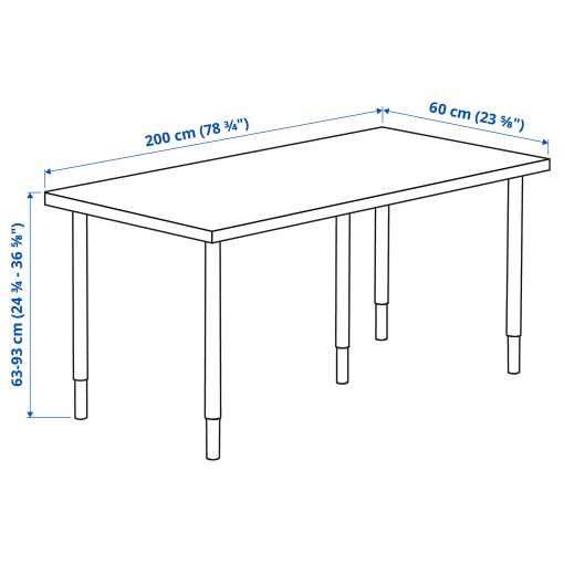 LAGKAPTEN/OLOV, desk, 200x60 cm, 494.176.34