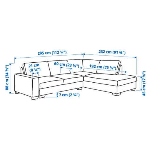 SÖRVALLEN, γωνιακός καναπές 3 θέσεων με ανοιχτό άκρο/δεξί, 494.194.02