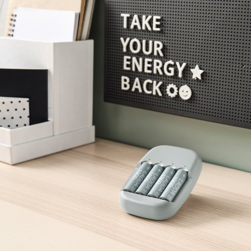 STENKOL/LADDA, battery charger and 4 batteries, 494.196.33