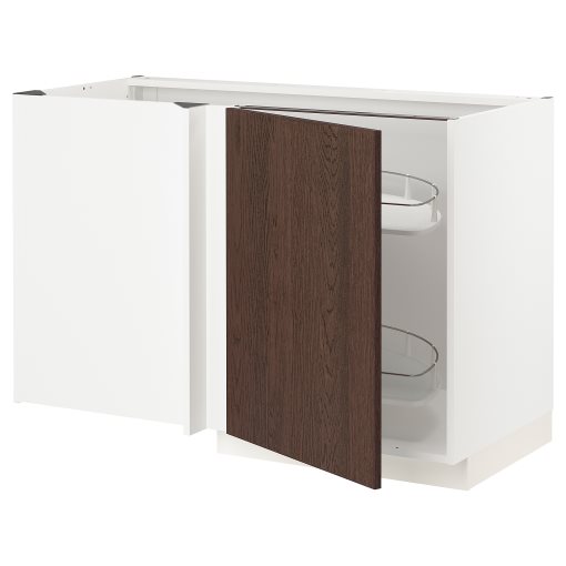 METOD, corner base cabinet with pull-out fitting, 128x68 cm, 494.671.91