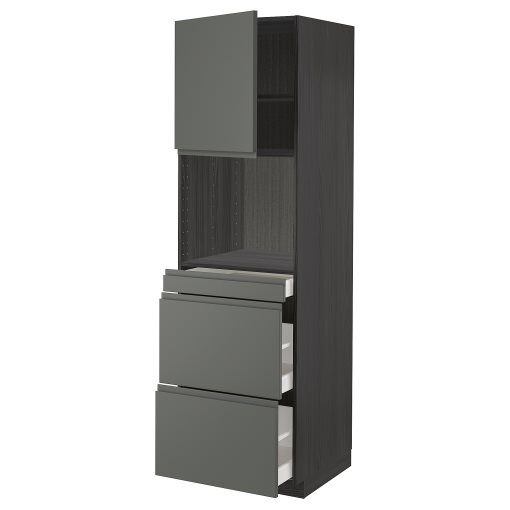 METOD/MAXIMERA, high cabinet for microwave combi with door/3 drawers, 60x60x200 cm, 494.708.05