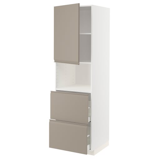 METOD, high cabinet for microwave with door/2 drawers, 60x60x200 cm, 494.915.39