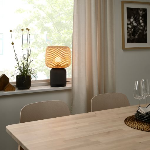 SYMFONISK, speaker lamp with Wi-Fi/bamboo shade, 495.305.50
