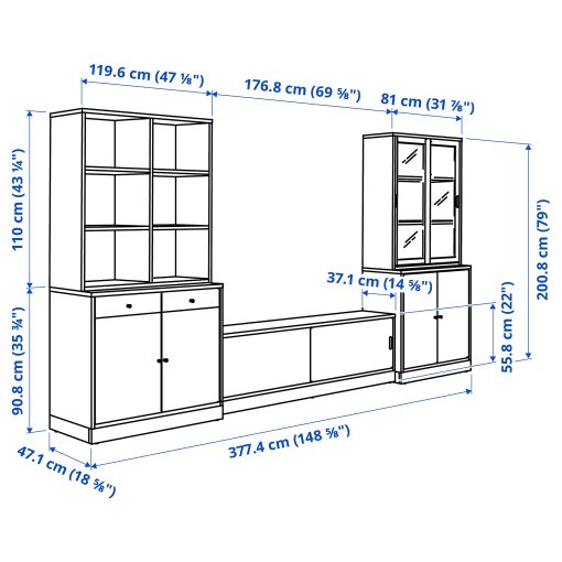 TONSTAD, TV storage combination, 377x47x201 cm, 495.717.67