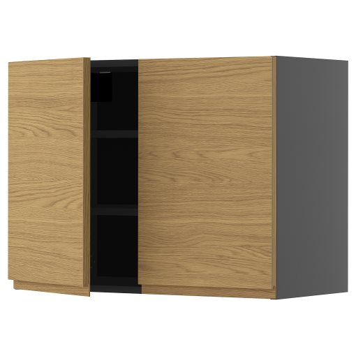 METOD, ντουλάπι τοίχου με ράφια/2 πόρτες, 80x60 cm, 495.895.88