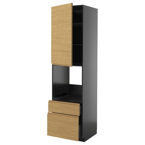 METOD/KNIVSHULT, high cabinet for oven with door/2 drawers, 60x60x220 cm, 495.898.28
