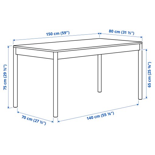 TONSTAD/TONSTAD, table and 4 chairs, 150x80 cm, 495.967.20