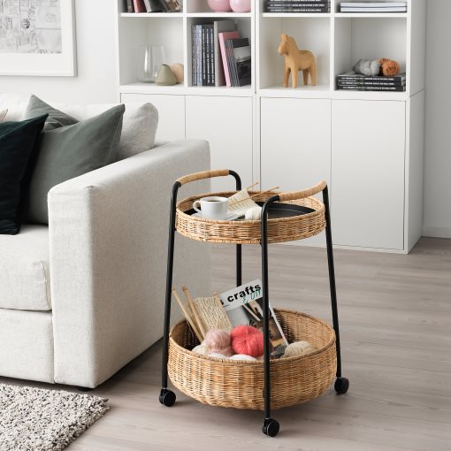 LUBBAN, trolley table with storage, rattan, 504.343.07