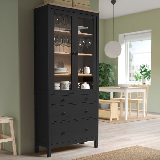 HEMNES, ντουλάπι 3 συρτάρια, γυάλινη πόρτα, 504.522.97