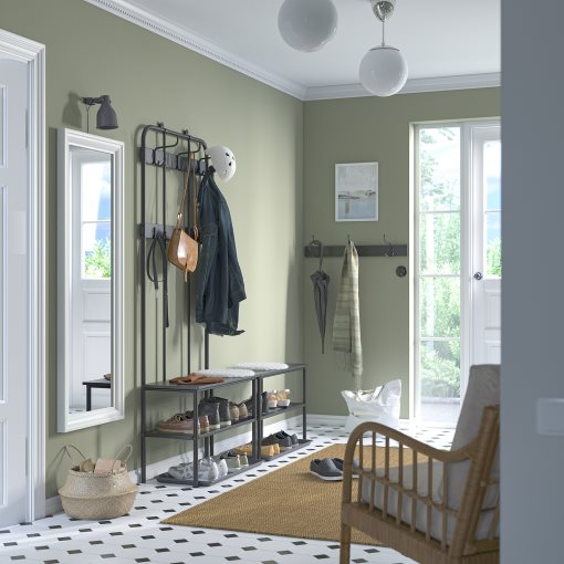 NIPÅSEN, coat rack and bench with shoe storage, 190x35x79 cm, 505.861.45