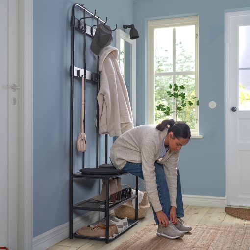 NIPÅSEN, coat rack and bench with shoe storage, 190x35x79 cm, 505.861.45