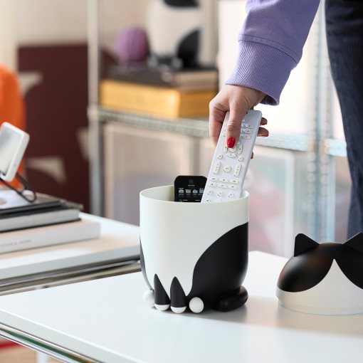 GREJSIMOJS, storage with lid cat-shaped, 506.031.78