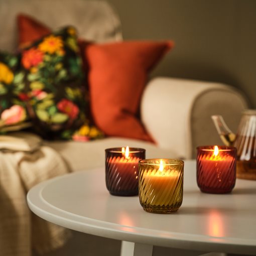 TÖRNFÅGEL, scented candle in glass/Vanilla/ 3 pack, 20 hr, 506.059.26